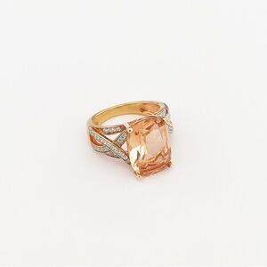 Rose gold vermeil 925 sterling silver pink large faceted stone ring sz 5.5